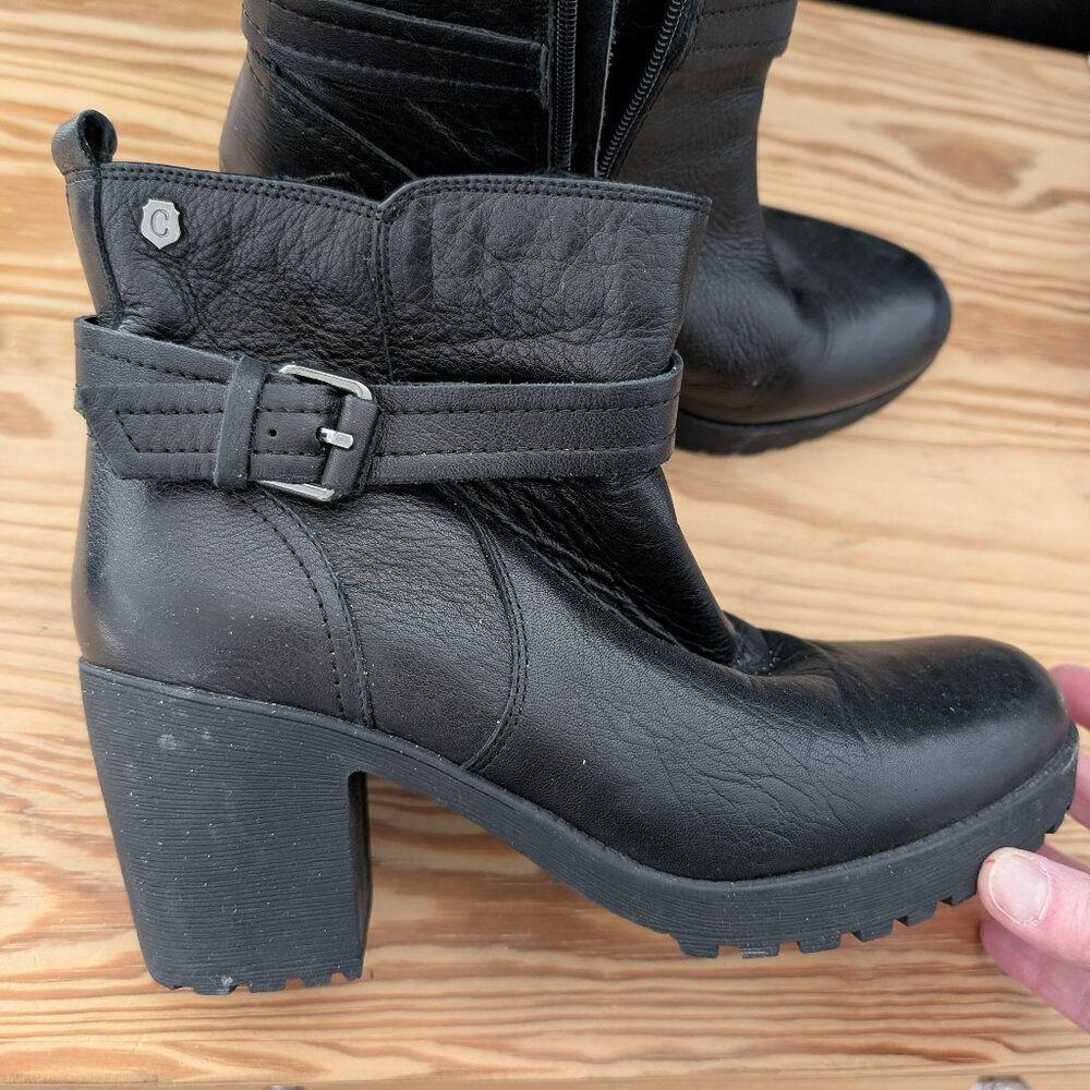 Carmela black leather ankle boots
